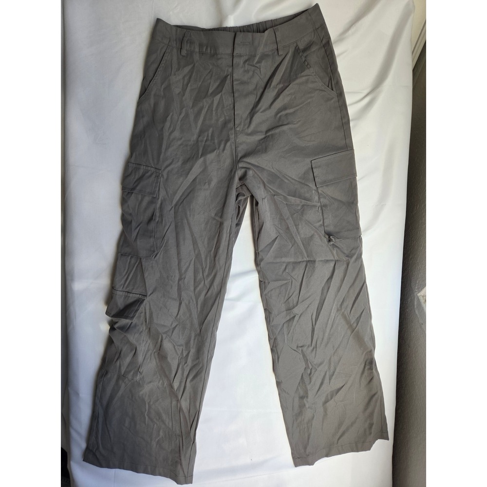 Unbranded Cargo Pants Mens Gray Elastic Waist Lightweight Utility